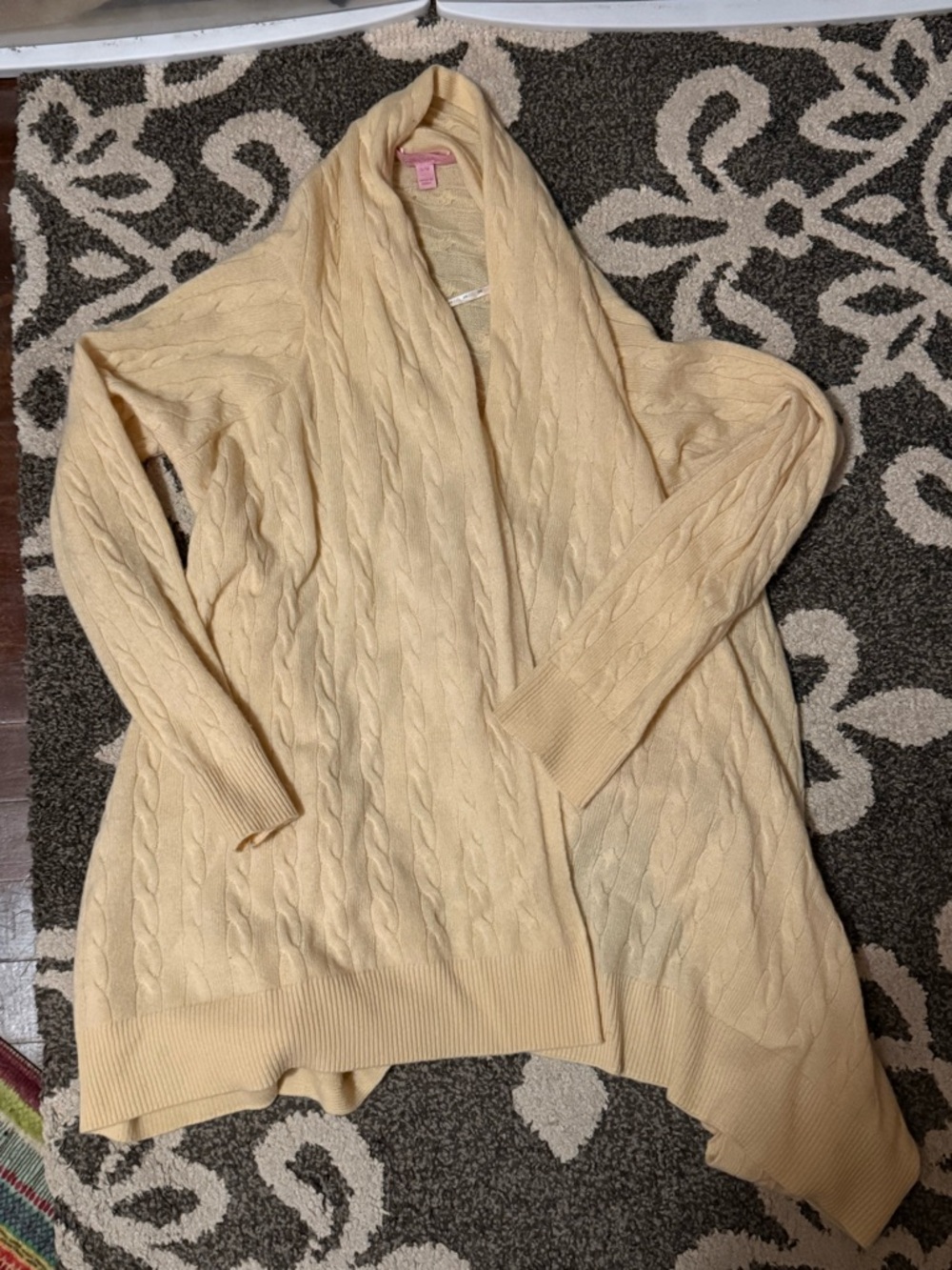 Lilly Pulitzer Cream Cable-Knit Open Front Cardigan